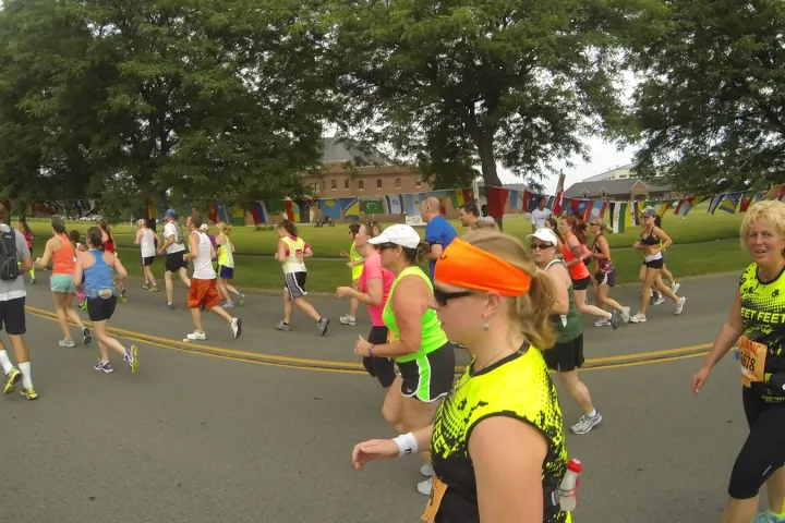 Runners in the Boilermaker road race in Utica